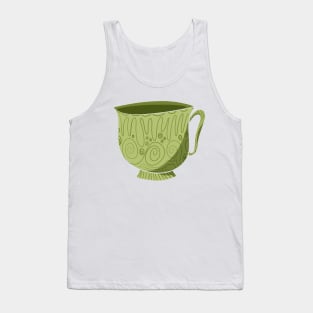 Stylized Green Teacup Tank Top